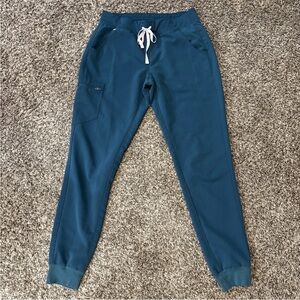 FIGS High Waisted Zamora Jogger Scrub Pants Womens M Tall Teal Nurse Medical